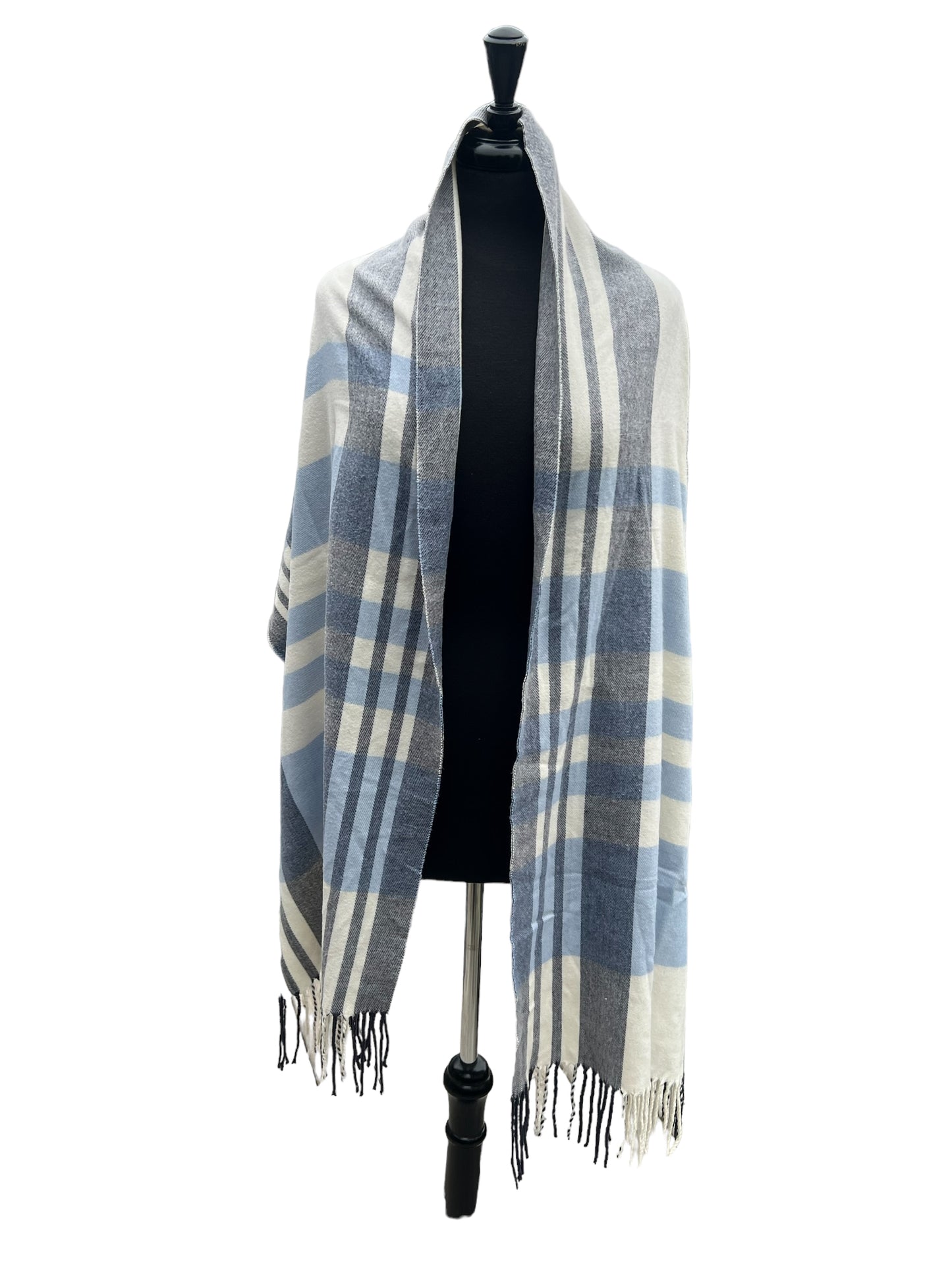Blue and White Plaid Scarf