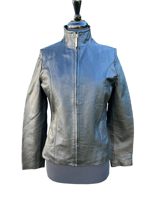 Issac Mizrahi Genuine Leather Black Jacket