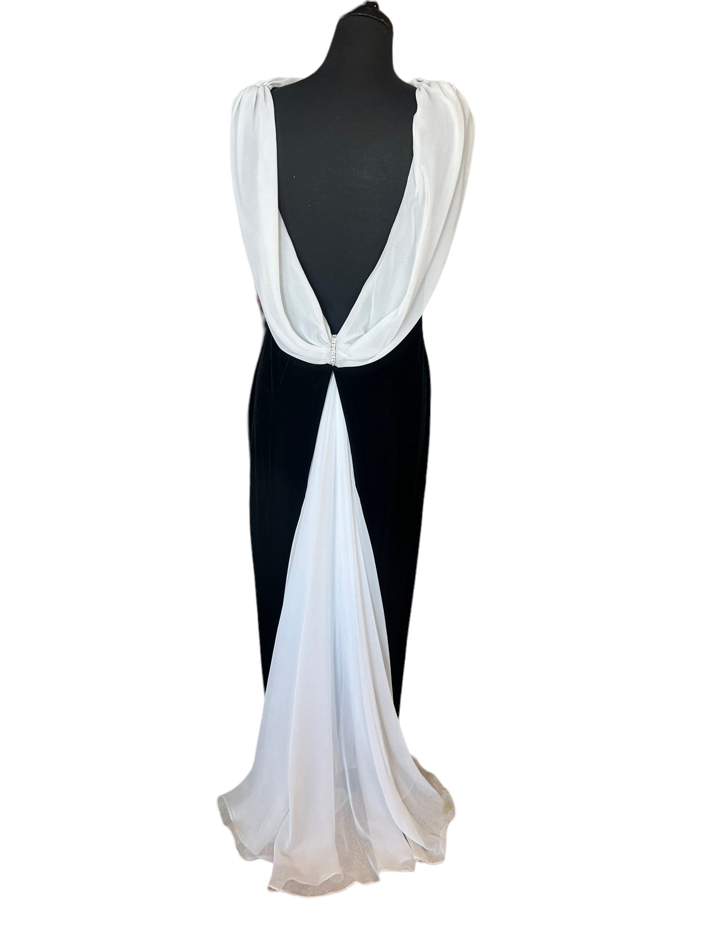 Backless Black & White Gown