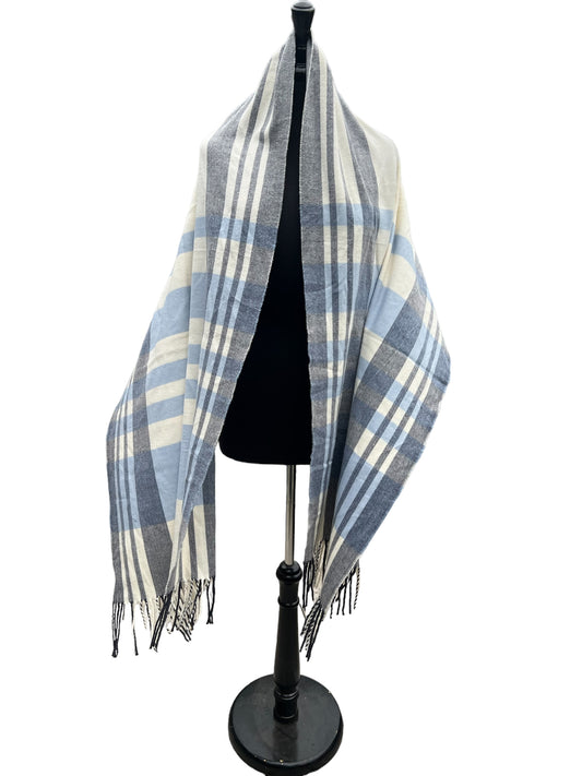 Blue and White Plaid Scarf