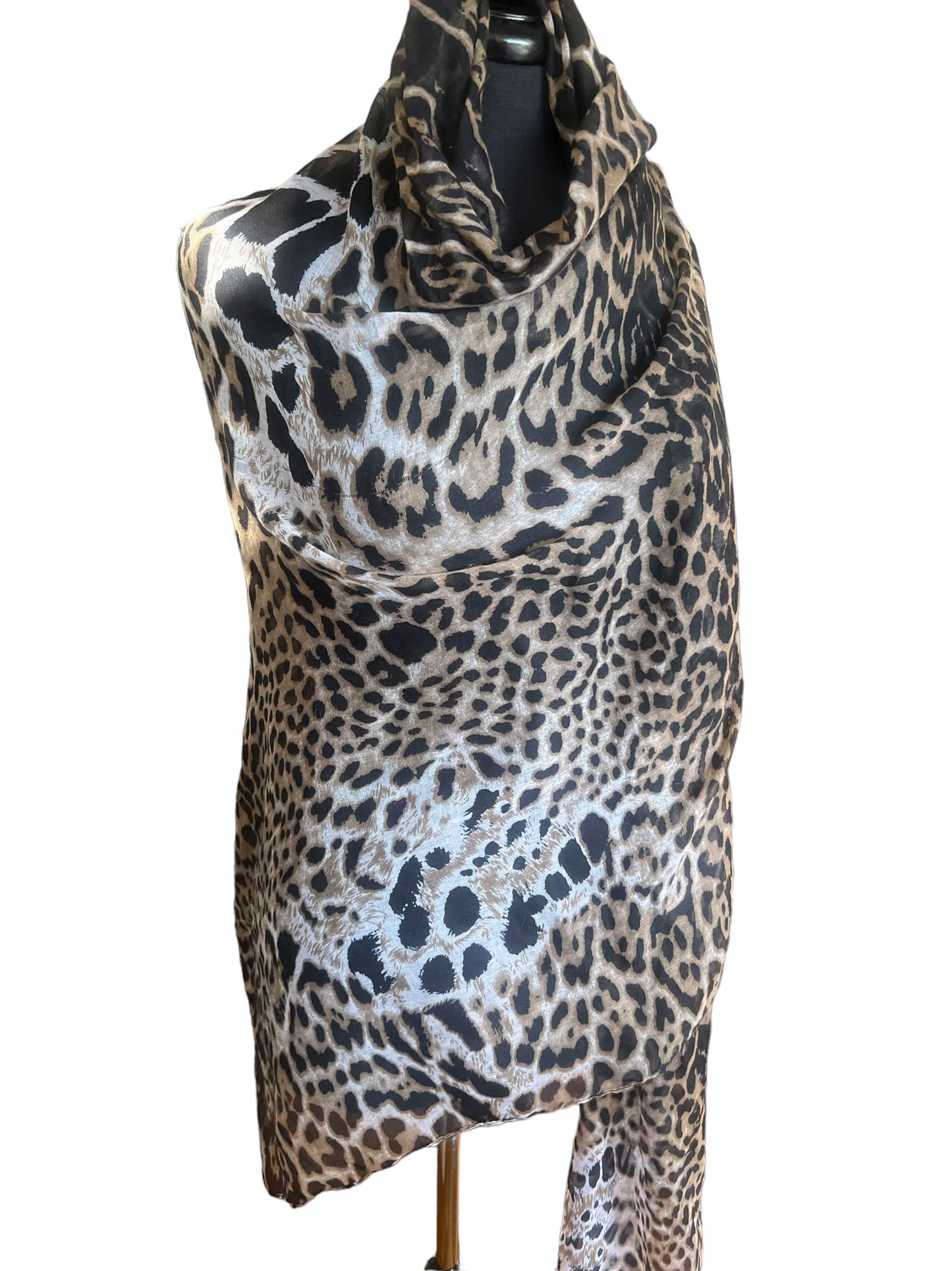 Leopard Print Sheer Scarf