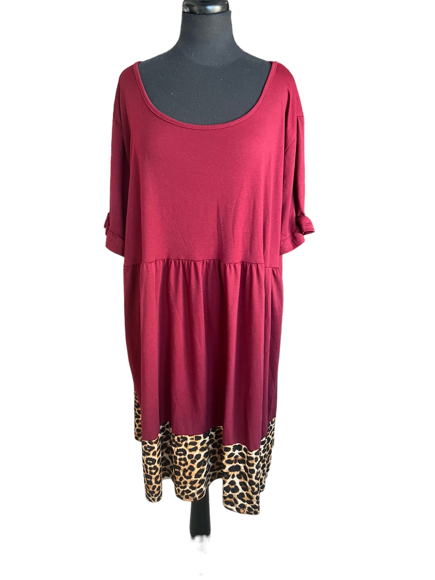 Shein Curve Red & Leopard Print Dress