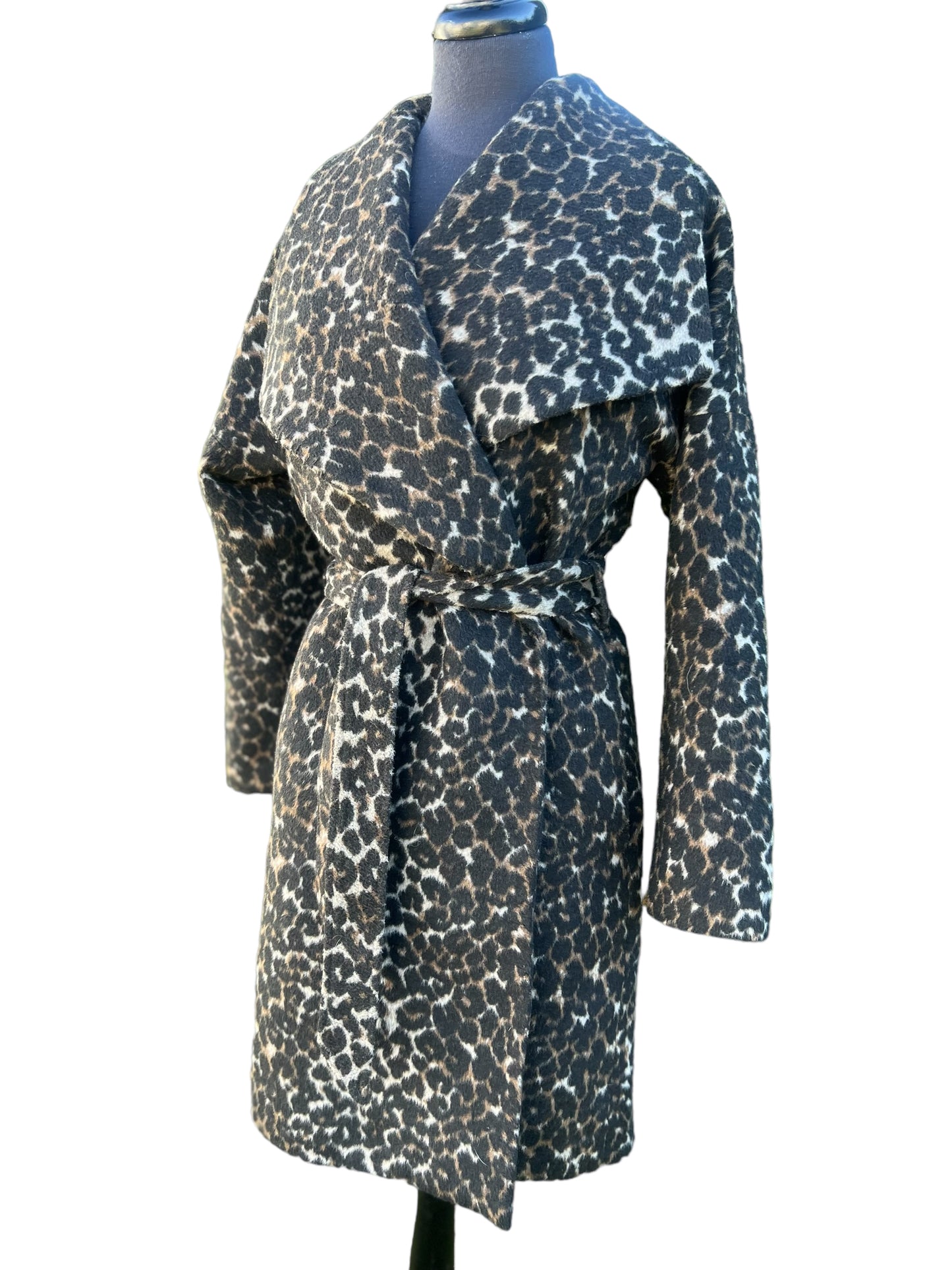 Lord & Taylor Animal Print Belted Coat